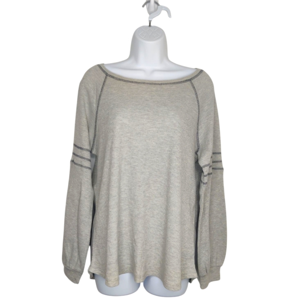 Emelia Nordstrom Women's Gray Waffle Knit Raglan Sleeve Top Size Medium